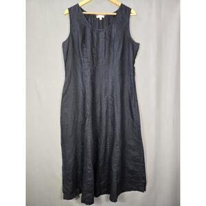 Choices 100% Linen Sleeveless Maxi Dress Pleated Front Minimalist Summer Size XL